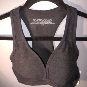 Beyond Yoga Small Charcoal Racerback  Sports Bra